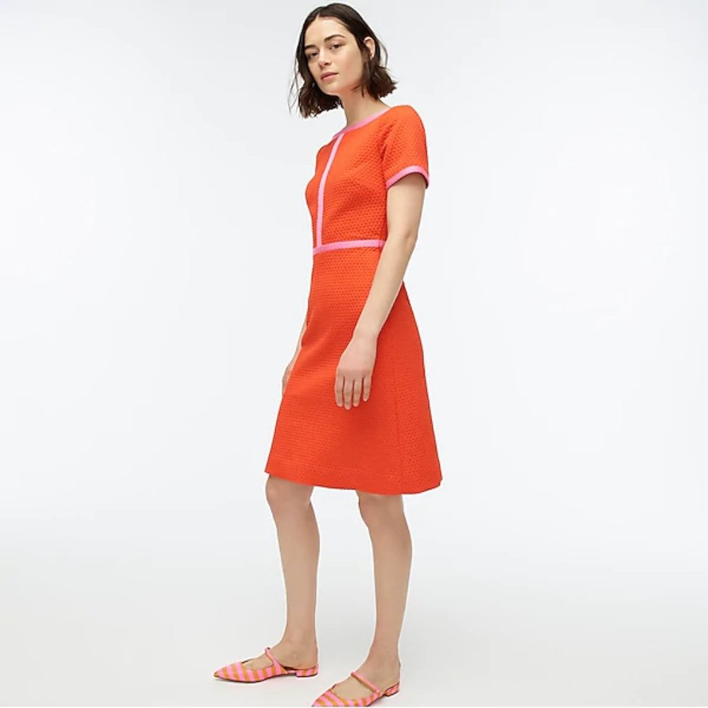 Matelassé Dress with Contrast Piping J Crew Size 4